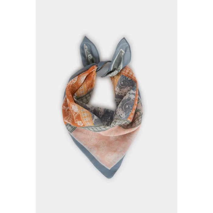 Defacto A0671AXBE106 Mavi Kadın Desenli Pamuklu Bandana