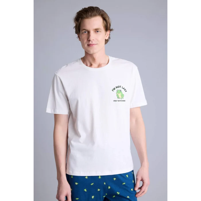 Defacto H0580AXIN101 İndigo Regular Fıt Hayvan Baskılı Kısa Kollu 2li Takım