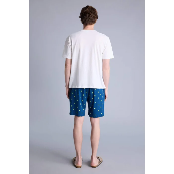 Defacto H0580AXIN101 İndigo Regular Fıt Hayvan Baskılı Kısa Kollu 2li Takım