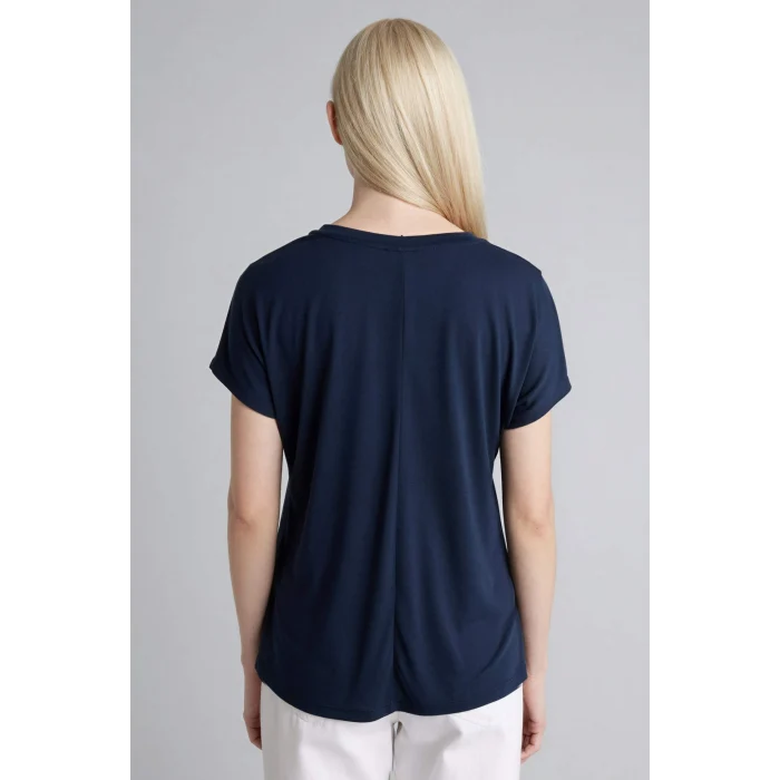 Defacto G9269AXNV253 Lacivert Bisiklet Yaka Taş Baskılı Kısa Kollu Tişört