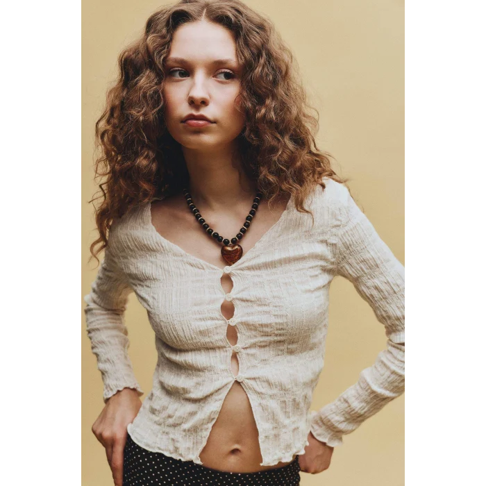 Defacto H1720AXER118 Ekru Fıtted Düğmeli Bluz