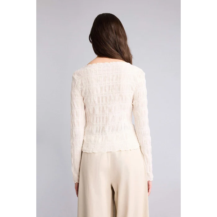 Defacto H1720AXER118 Ekru Fıtted Düğmeli Bluz