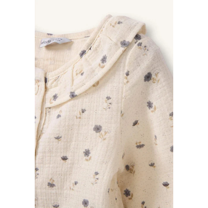 Defacto G8738A5ER99 Ekru Çiçekli Müslin 2li Takım Kız Bebek