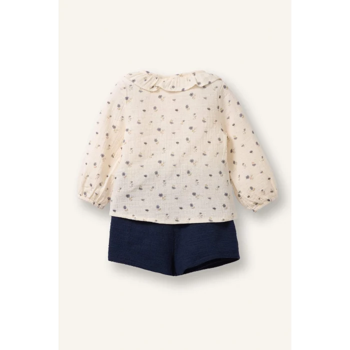 Defacto G8738A5ER99 Ekru Çiçekli Müslin 2li Takım Kız Bebek