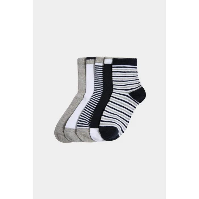 Defacto G2034A8KR1 Çok Renkli Çizgili 5li Pamuklu Uzun Çorap Erkek Çocuk