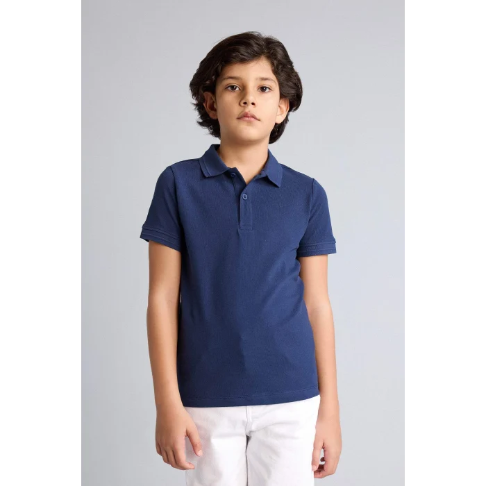 Defacto K1689A6NV31 Lacivert Basıc Pike Polo Tişört Erkek Çocuk