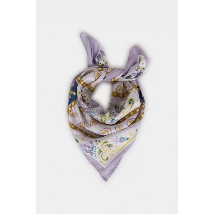 Defacto H1627AXPR46 Mor Kadın Desenli Saten Fular