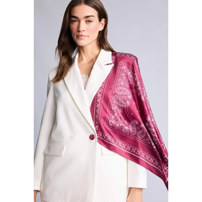 Defacto H1035AXBR2 Bordo Kadın Şal Desenli Saten Şal