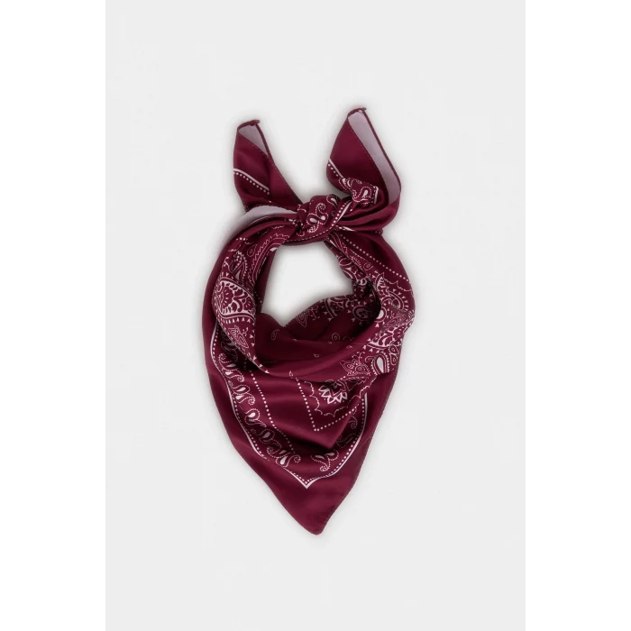 Defacto H1035AXBR2 Bordo Kadın Şal Desenli Saten Şal