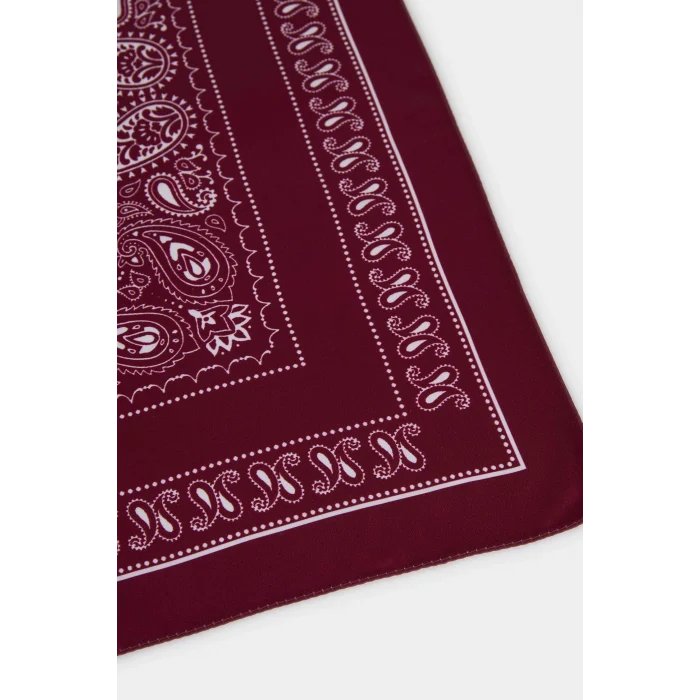 Defacto H1035AXBR2 Bordo Kadın Şal Desenli Saten Şal