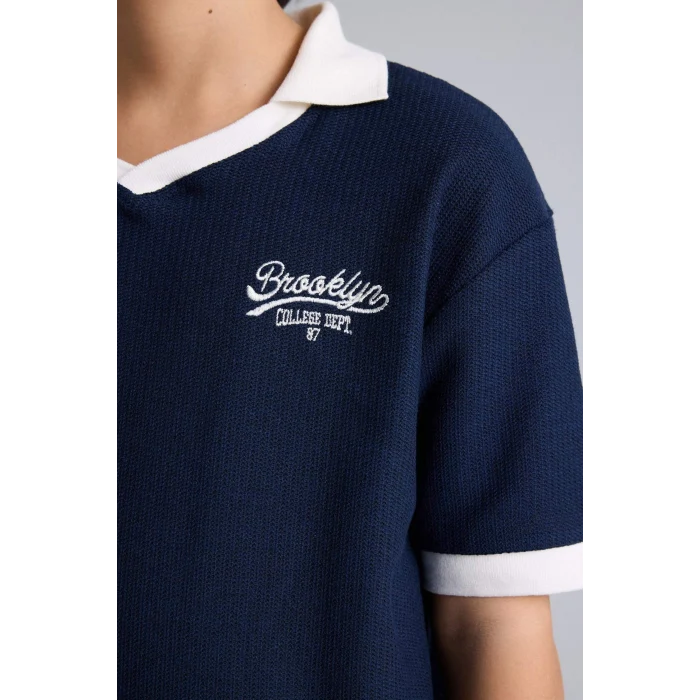 Defacto H0933A8NV64 Lacivert Oversıze Polo Tişört Erkek Çocuk