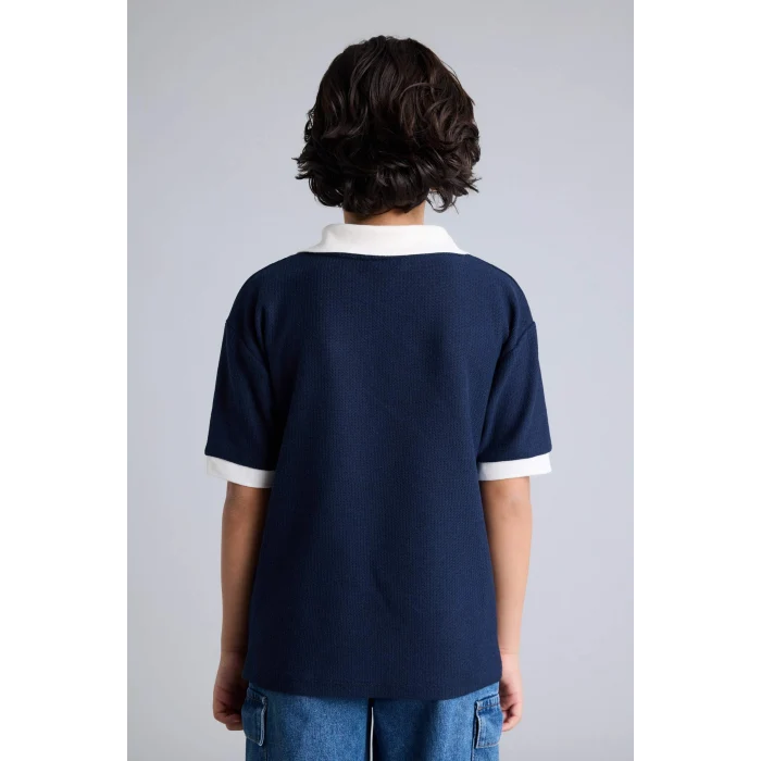 Defacto H0933A8NV64 Lacivert Oversıze Polo Tişört Erkek Çocuk