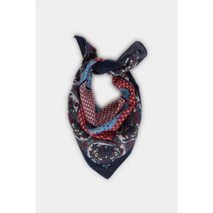 Defacto A0847AXBE230 Mavi Kadın Desenli Pamuklu Bandana