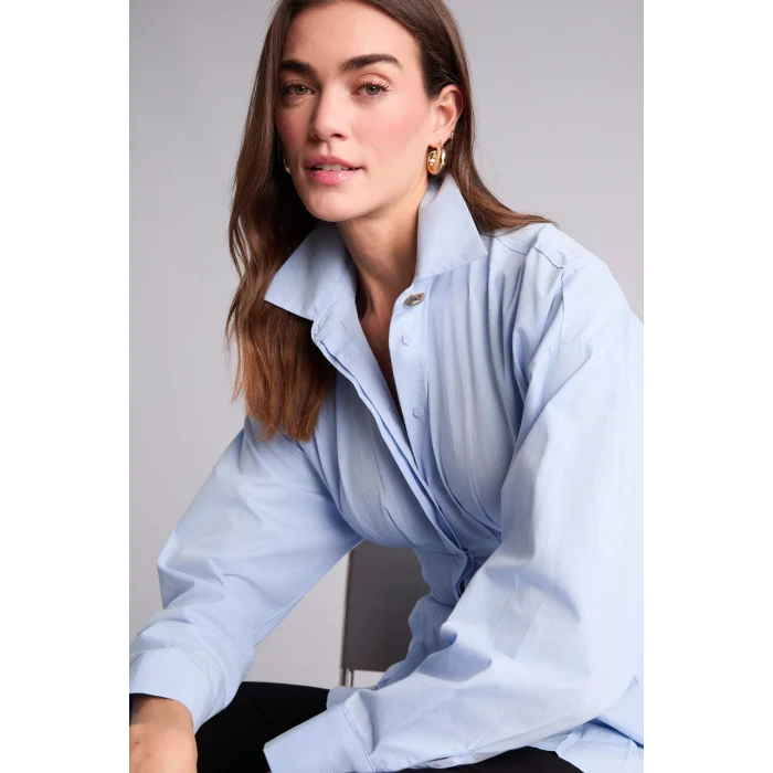 Defacto G8610AXBE744 Mavi Fıtted Poplin Gömlek