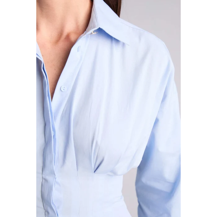 Defacto G8610AXBE744 Mavi Fıtted Poplin Gömlek