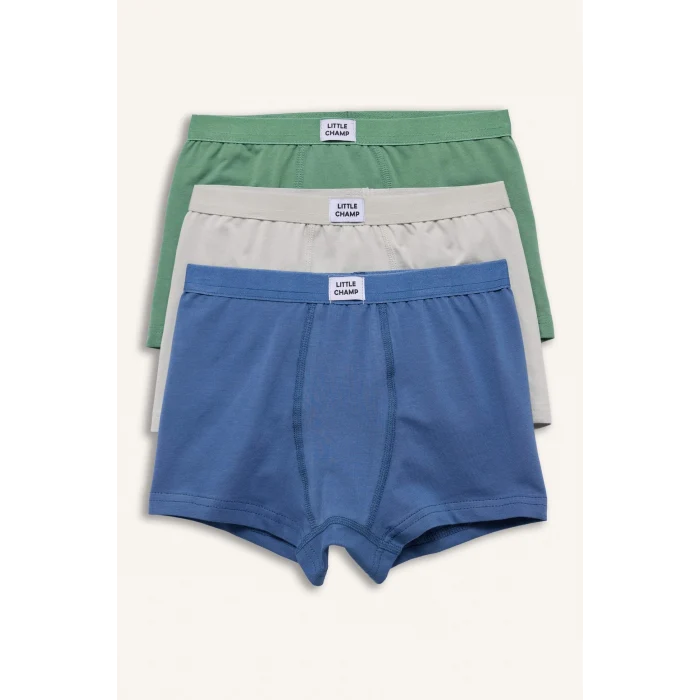 Defacto H0941A8BE364 Mavi Penye 3lü Boxer Erkek Çocuk