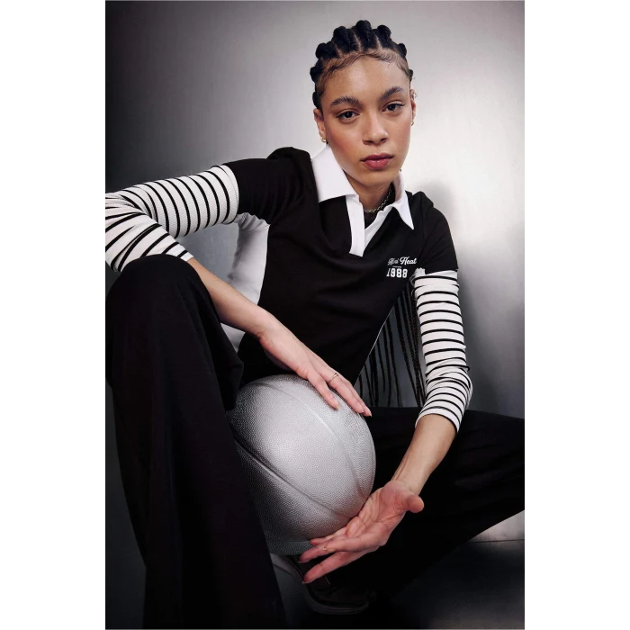 Defacto G0686AXAR214 Antrasit NBA Mıamı Heat Slım Fıt Polo Yaka Kısa Kollu Polo Tişört