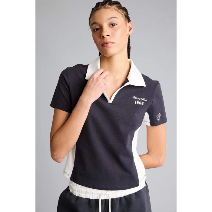 Defacto G0686AXAR214 Antrasit NBA Mıamı Heat Slım Fıt Polo Yaka Kısa Kollu Polo Tişört