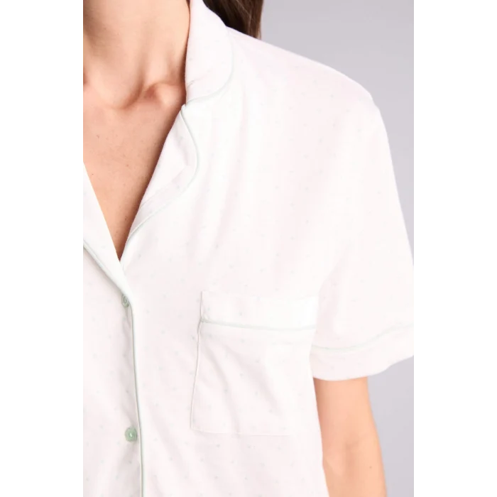 Defacto H1700AXER98 Ekru Pijama Takımı Üst Alt