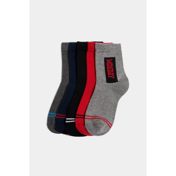 Defacto G2038A8KR1 Çok Renkli Baskılı 5li Pamuklu Uzun Çorap Erkek Çocuk