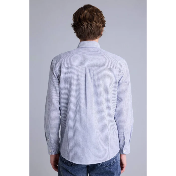 Defacto G2530AXIN131 İndigo Regular Fıt Polo Yaka Pamuklu Gömlek