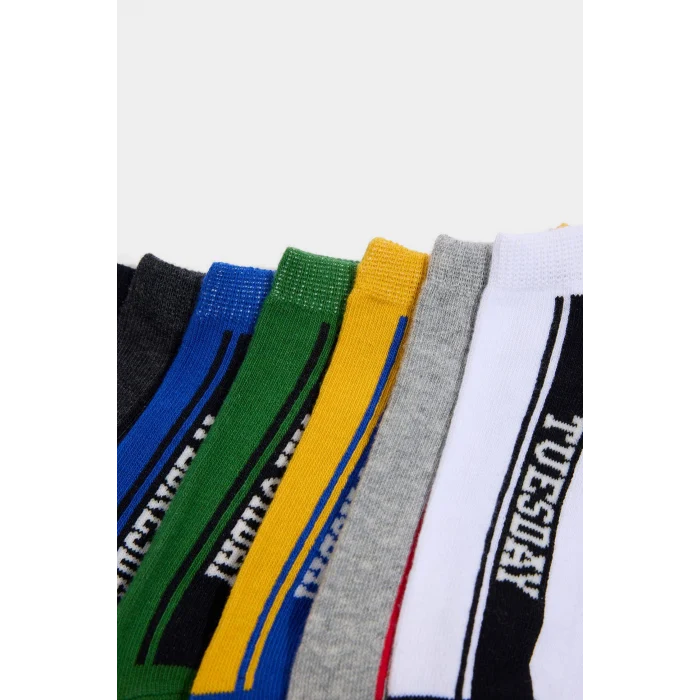 Defacto G2029A8KR1 Çok Renkli Baskılı 7li Pamuklu Patik Çorap Erkek Çocuk