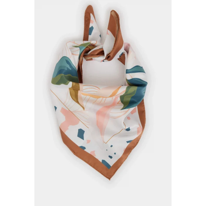 Defacto A0785AXWT1 Beyaz Kadın Desenli Saten Fular