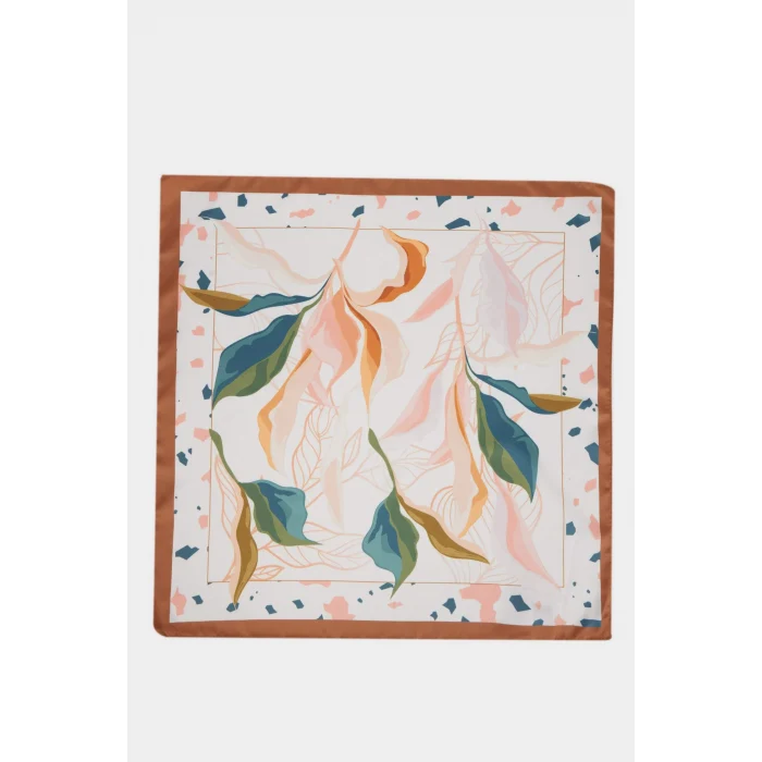 Defacto A0785AXWT1 Beyaz Kadın Desenli Saten Fular