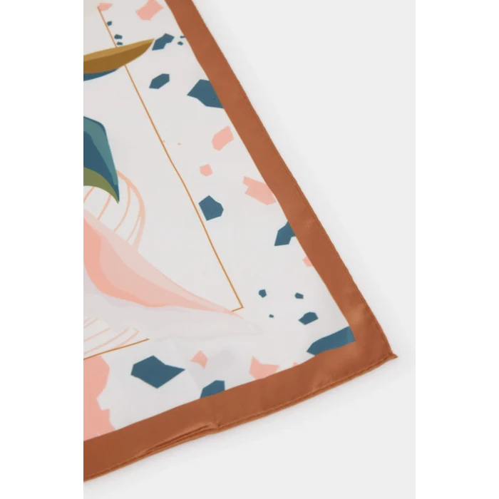 Defacto A0785AXWT1 Beyaz Kadın Desenli Saten Fular