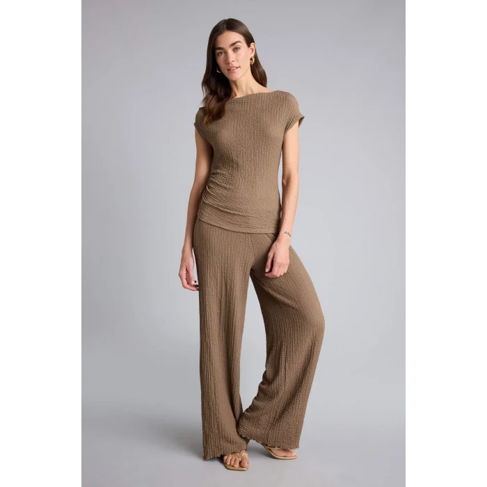 Defacto D3570AXBN229 Kahve Wıde Leg Bürümcük Pantolon