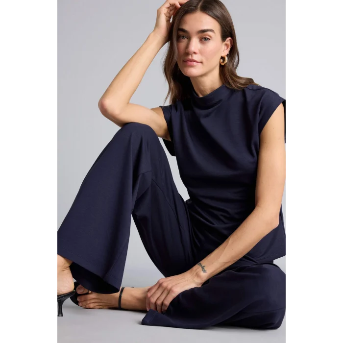 Defacto F7760AXNV135 Lacivert Slım Fıt Yarım Balıkçı Yaka Kısa Kollu Tişört