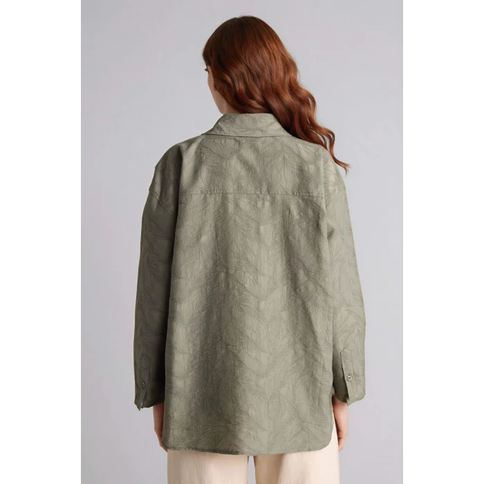 Defacto H0592AXKH440 Haki Regular Fıt Floral Uzun Kollu Tunik