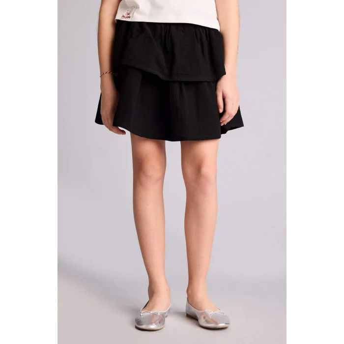 Defacto H2757A8ER105 Ekru Baskılı Tişört Etek 2li Takım Kız Çocuk