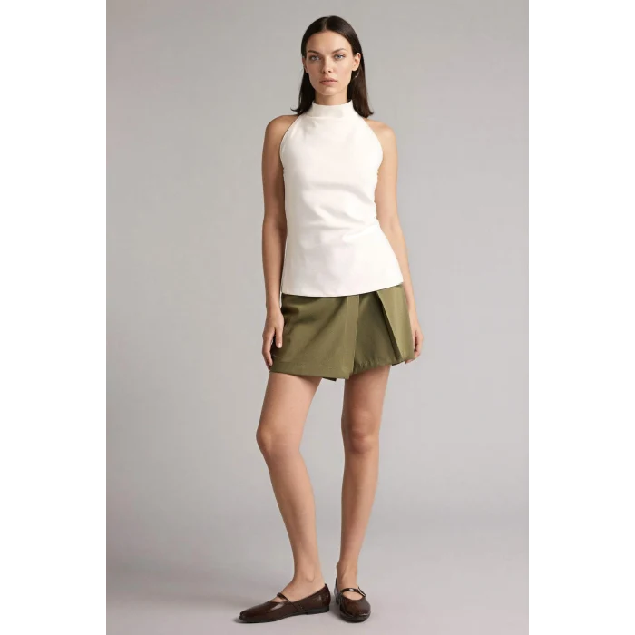 Defacto H2199AXKH462 Haki Normal Bel Şort Etek