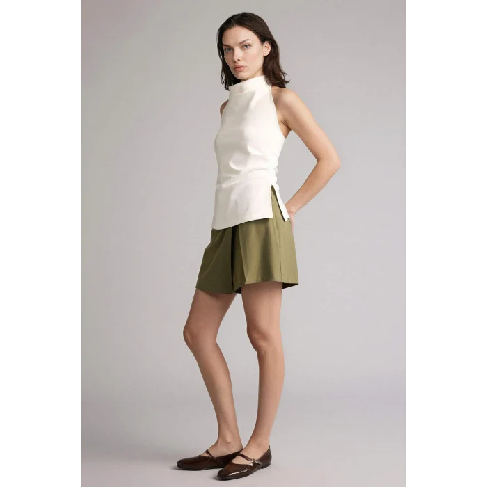 Defacto H2199AXKH462 Haki Normal Bel Şort Etek