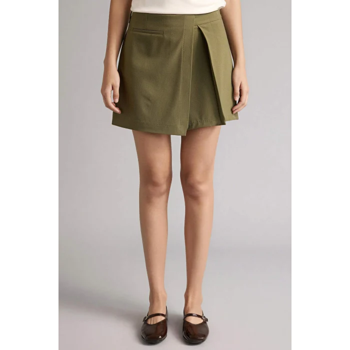 Defacto H2199AXKH462 Haki Normal Bel Şort Etek
