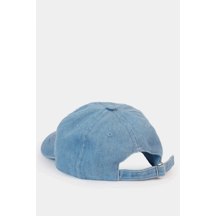 Defacto C0587A8BE106 Mavi Nakışlı Jean Cap Şapka Kız Çocuk