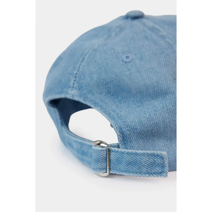 Defacto C0587A8BE106 Mavi Nakışlı Jean Cap Şapka Kız Çocuk