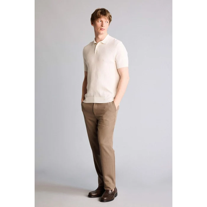 Defacto G3248AXER100 Ekru Kısa Kollu Polo Tişört