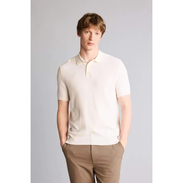 Defacto G3248AXER100 Ekru Kısa Kollu Polo Tişört