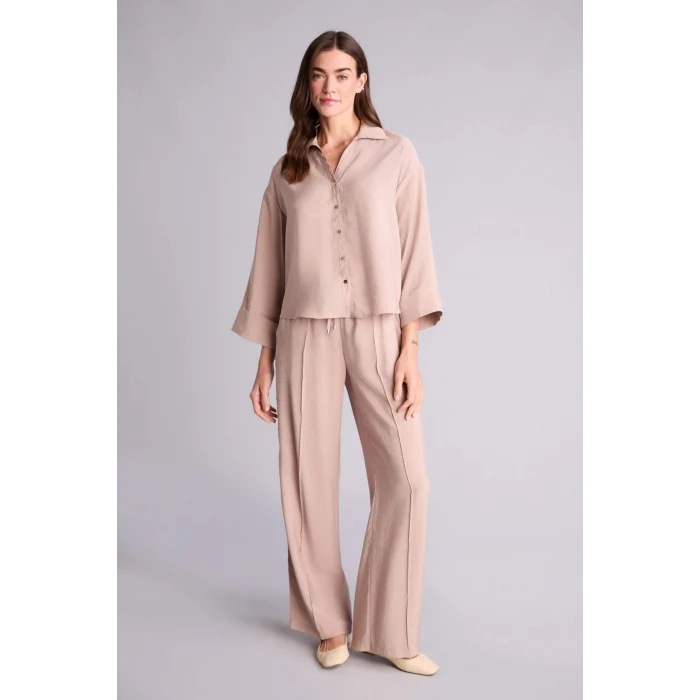 Defacto E8235AXBG176 Bej Wıde Leg Yüksek Bel Modal Pantolon