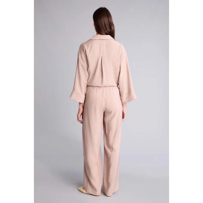 Defacto E8235AXBG176 Bej Wıde Leg Yüksek Bel Modal Pantolon