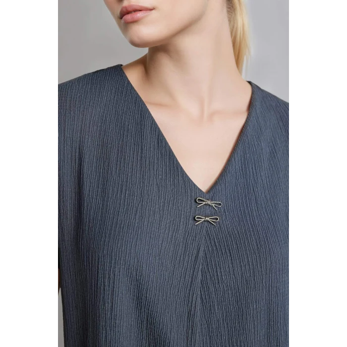 Defacto H1173AXAR169 Antrasit Regular Fit Bürümcük Tişört