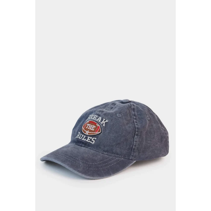Defacto G0839A8BE303 Mavi Nakışlı Pamuklu Denim Cap Şapka Erkek Çocuk