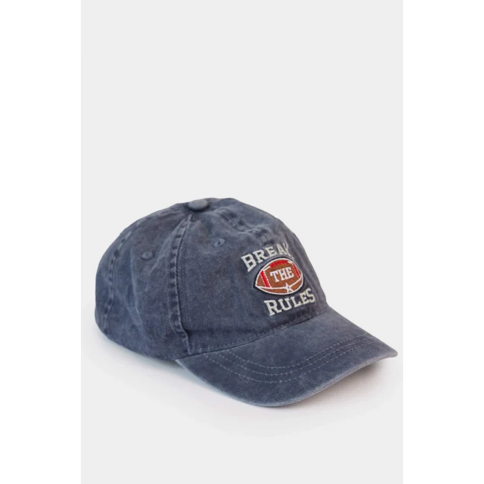 Defacto G0839A8BE303 Mavi Nakışlı Pamuklu Denim Cap Şapka Erkek Çocuk