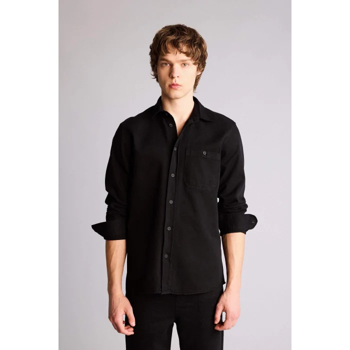 Defacto H1360AXBK81 Siyah Premium Twill Gömlek