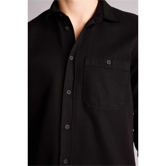Defacto H1360AXBK81 Siyah Premium Twill Gömlek