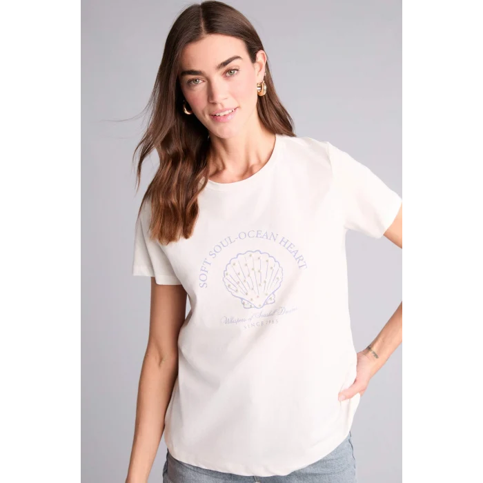 Defacto H2355AXER105 Ekru İşlemeli Kısa Kollu Tişört