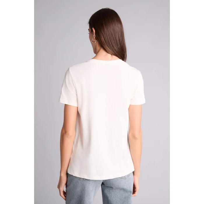 Defacto H2355AXER105 Ekru İşlemeli Kısa Kollu Tişört