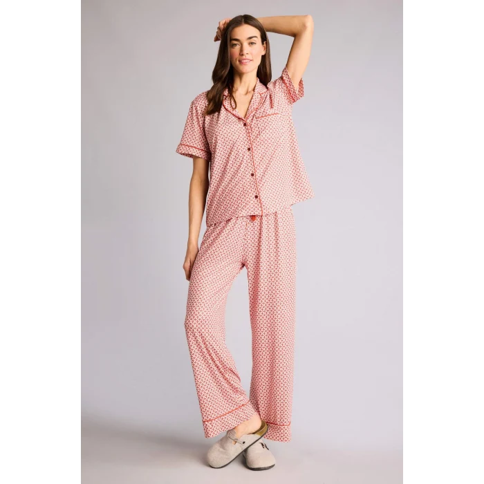 Defacto G7588AXER103 Ekru Desenli Softshell Pijama Takımı